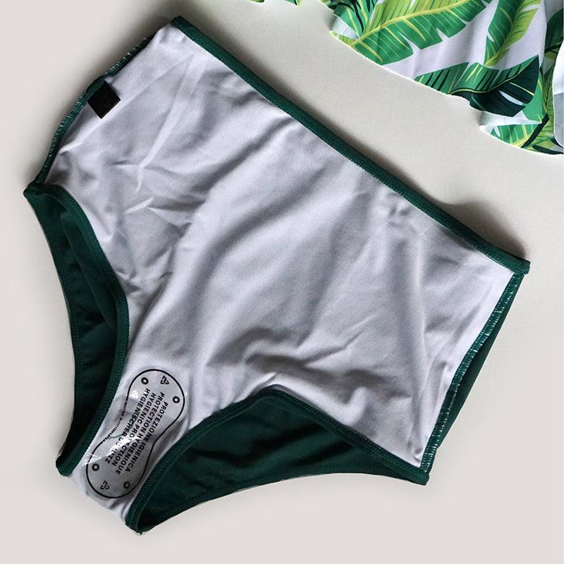 High Waist Swimwear Women Bikinis Swimsuit Leaf Print Bathing Suits Ruffle Tropical Beachwear Plus Size Two Piece Sport Halter Bikini Swimsuit Ruffles  Printed Swimwear Quick Dry Bathing Suit Set Beachwear Stevvex