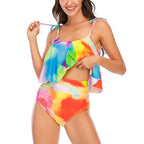 High Waist Swimwear Women Bikinis Swimsuit Leaf Print Bathing Suits Ruffle Tropical Beachwear Plus Size Two Piece Sport Halter Bikini Swimsuit Ruffles  Printed Swimwear Quick Dry Bathing Suit Set Beachwear Stevvex