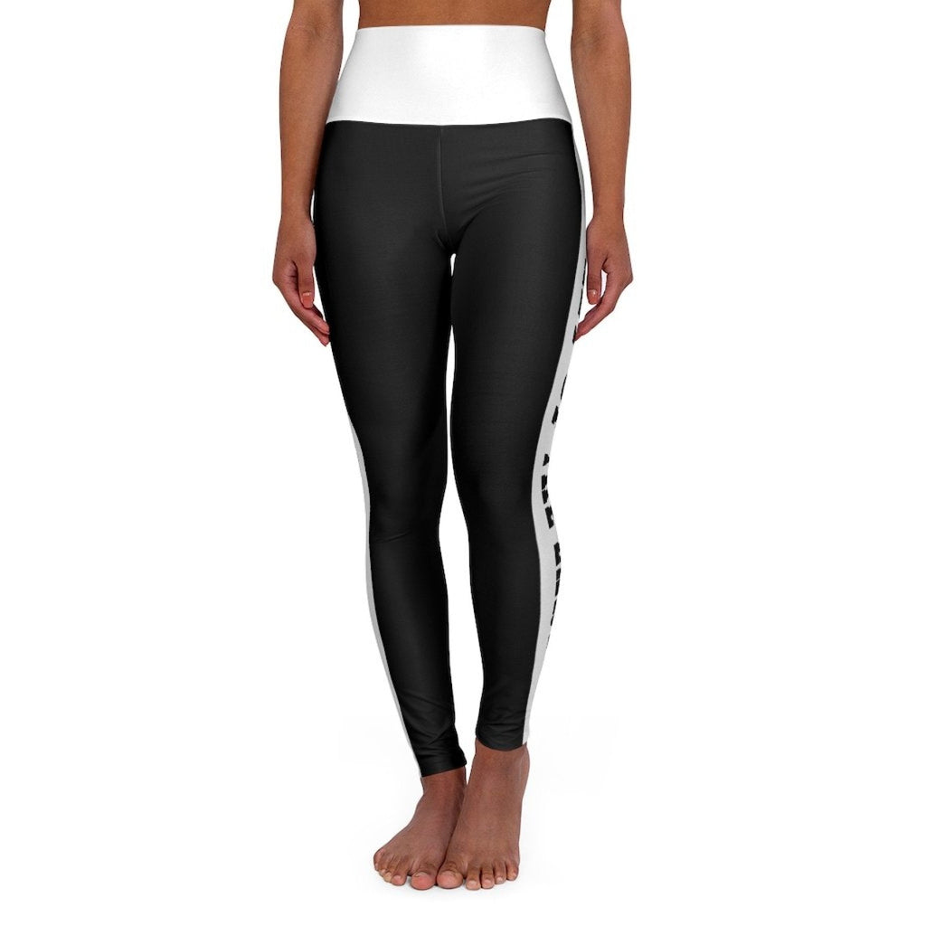 Womens High-waist Fitness Legging Yoga Pants - Black White Salt of The Earth - SJB-DIAMOND ELITES