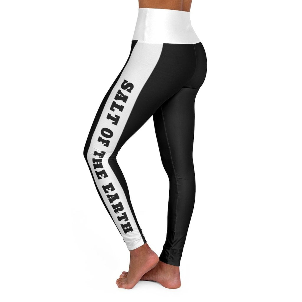 Womens High-waist Fitness Legging Yoga Pants - Black White Salt of The Earth - SJB-DIAMOND ELITES