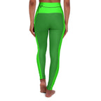 High Waisted Yoga Leggings - Forest Green and Neon Green Black - SJB-DIAMOND ELITES