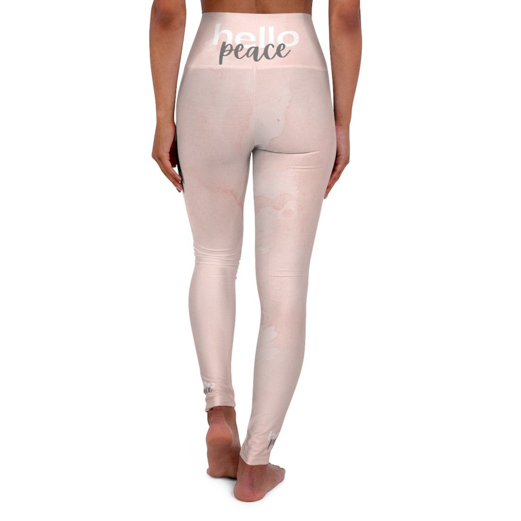 Womens High-waist Fitness Legging Yoga Pants - Pink Peach Marble - SJB-DIAMOND ELITES