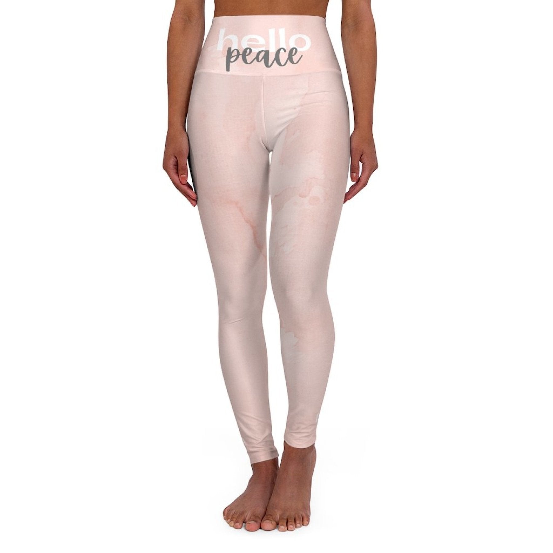 Womens High-waist Fitness Legging Yoga Pants - Pink Peach Marble - SJB-DIAMOND ELITES