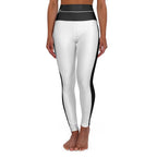 High Waisted Yoga Leggings - White and Black White Bordered Beating - SJB-DIAMOND ELITES