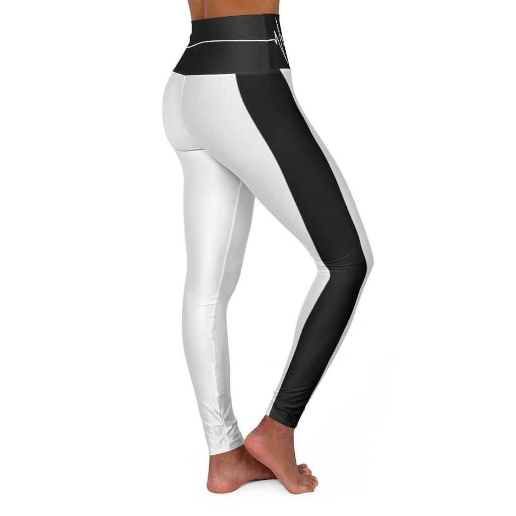 High Waisted Yoga Leggings - White and Black White Bordered Beating - SJB-DIAMOND ELITES