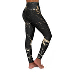 High Waisted Yoga Pants - Black and Gold Swirl Style Sports Pants - SJB-DIAMOND ELITES