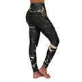 High Waisted Yoga Pants - Black and Gold Swirl Style Sports Pants - SJB-DIAMOND ELITES