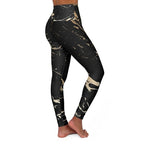 High Waisted Yoga Pants - Black and Gold Swirl Style Sports Pants - SJB-DIAMOND ELITES
