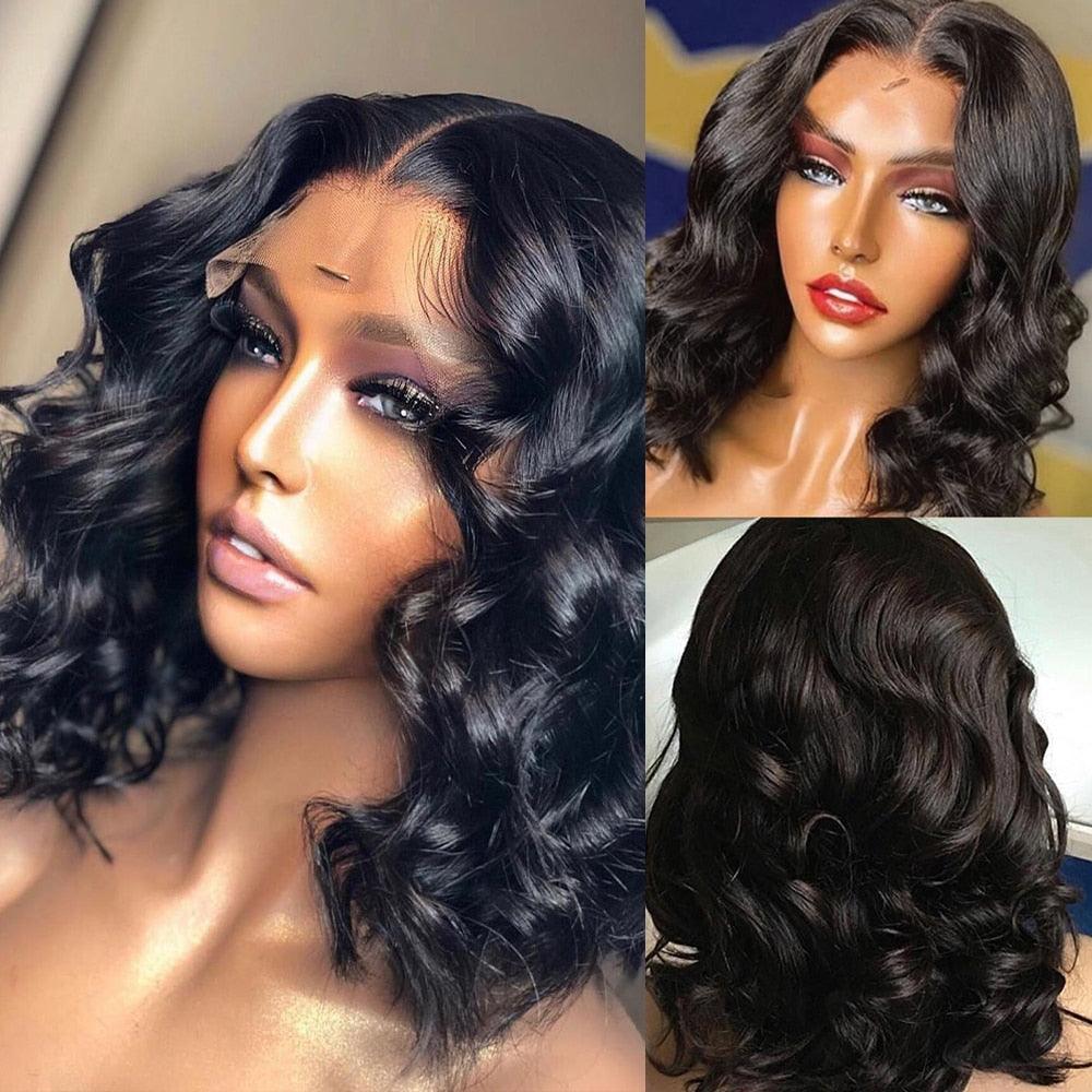Highlight Wig Human Hair Wigs Short Bob Wig For Black Women T Part Brazilian Pre Plucked With Baby Hair Body Wave Lace Front Wigs For Black Women Cosplay Wigs For Women Stevvex