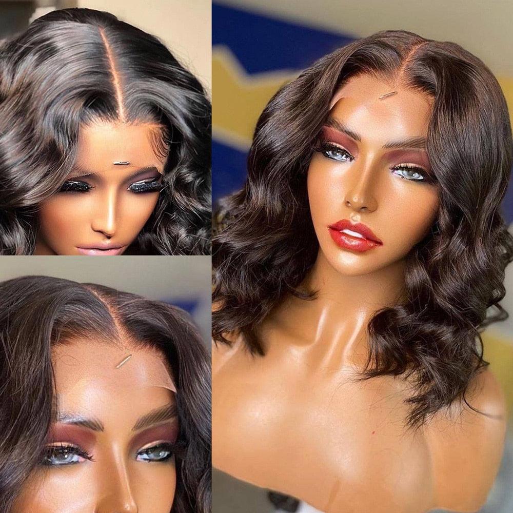 Highlight Wig Human Hair Wigs Short Bob Wig For Black Women T Part Brazilian Pre Plucked With Baby Hair Body Wave Lace Front Wigs For Black Women Cosplay Wigs For Women Stevvex