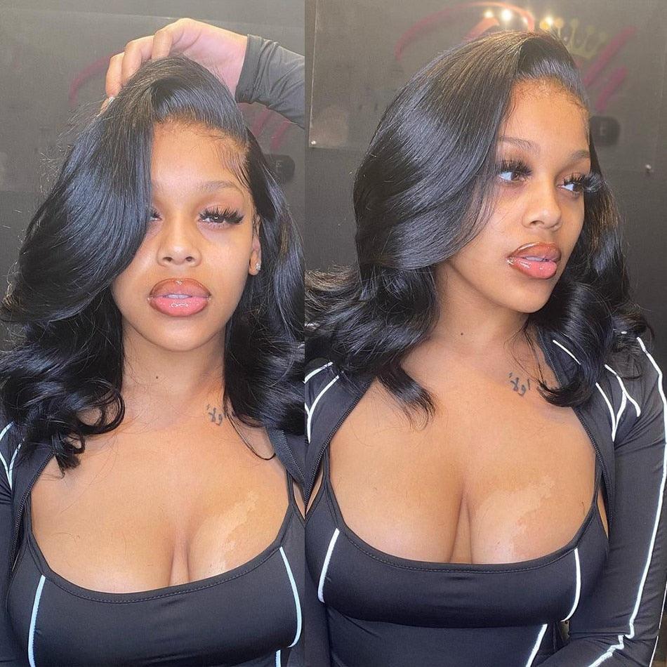 Highlight Wig Human Hair Wigs Short Bob Wig For Black Women T Part Brazilian Pre Plucked With Baby Hair Body Wave Lace Front Wigs For Black Women Cosplay Wigs For Women Stevvex