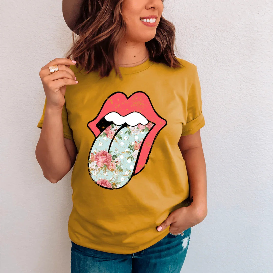 Hippie Floral Tongue Tee - SJB-DIAMOND ELITES