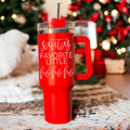 40oz Insulated Tumbler Mug With Handle Lid And Straw Santa Ho Ho Funny Holiday BandsCo Straps