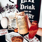 Hocus Pocus 20oz Glass Tumbler With Bamboo Lid, Stainless Straws and Cleaner BandsCo Straps