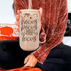 Hocus Pocus 20oz Glass Tumbler With Bamboo Lid, Stainless Straws and Cleaner BandsCo Straps