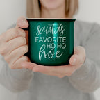 Ho Ho Hoe Holiday Mug 14.5oz Ceramic Campfire Style Double Sided Red Or Green Microwave Safe BandsCo Straps