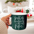 Ho Ho Hoe Holiday Mug 14.5oz Ceramic Campfire Style Double Sided Red Or Green Microwave Safe BandsCo Straps
