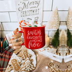 Ho Ho Hoe Holiday Mug 14.5oz Ceramic Campfire Style Double Sided Red Or Green Microwave Safe BandsCo Straps