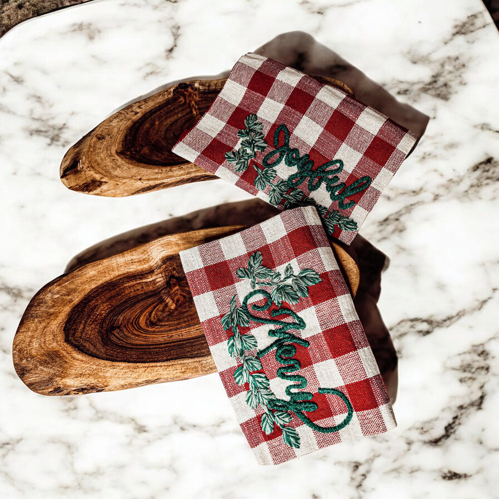 Holiday Charcuterie Board Set With Tartan Kitchen Towels - 2-Piece Gift BandsCo Straps