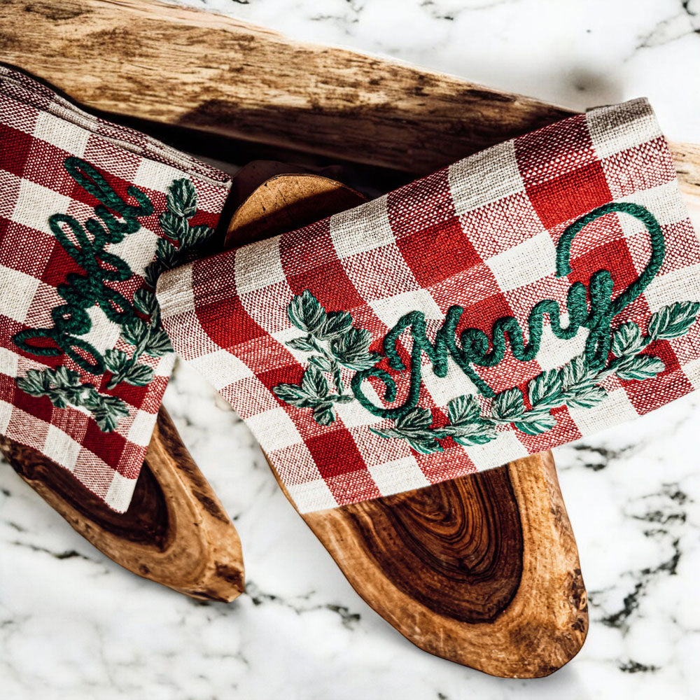 Holiday Charcuterie Board Set With Tartan Kitchen Towels - 2-Piece Gift BandsCo Straps