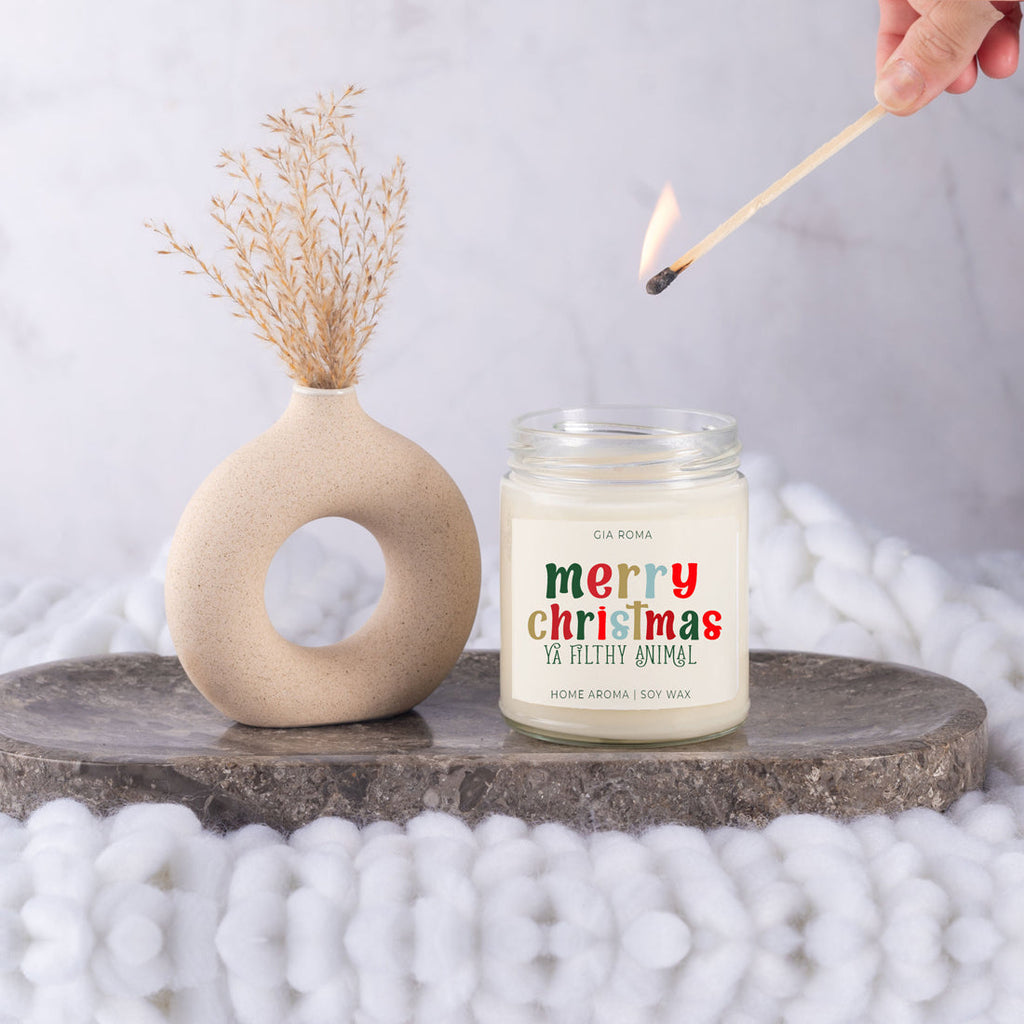 Holiday Christmas Candle Sweet Zesty Floral Rose Jasmine Scent 8oz BandsCo Straps
