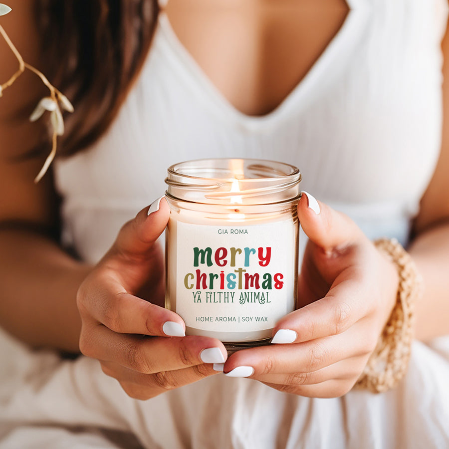 Holiday Christmas Candle Sweet Zesty Floral Rose Jasmine Scent 8oz BandsCo Straps