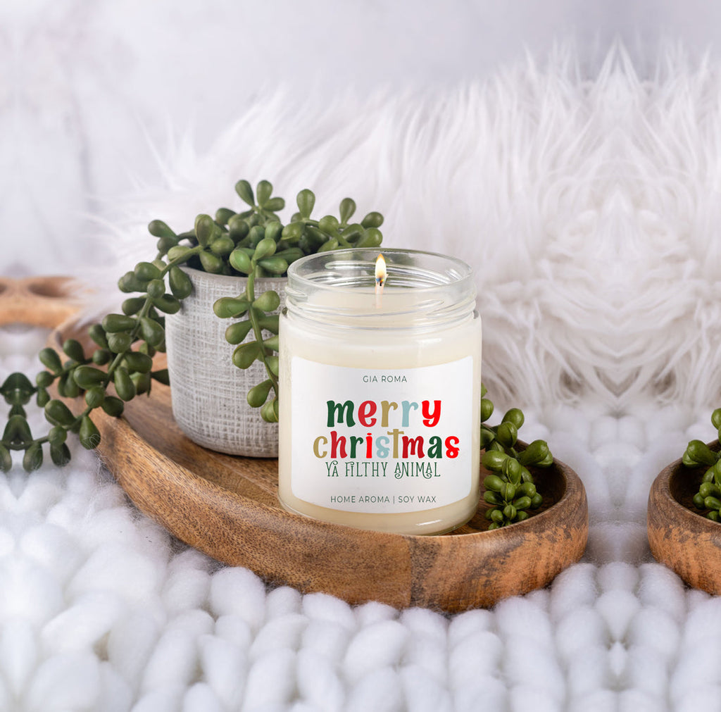 Holiday Christmas Candle Sweet Zesty Floral Rose Jasmine Scent 8oz BandsCo Straps