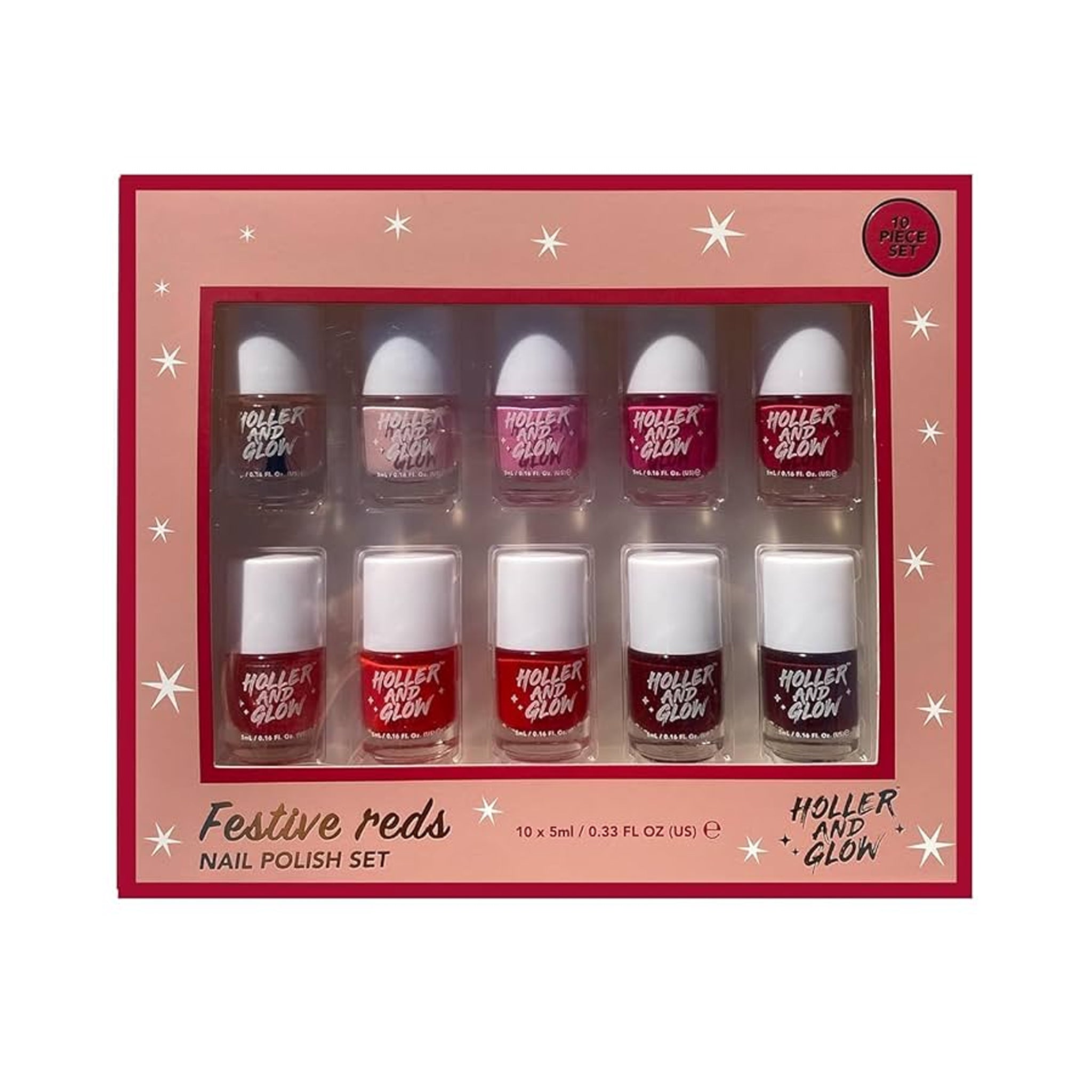 Holler and Glow Festive Reds Nail Polish Gift Set 10 x 0.33fl oz - New This is Beauty US