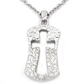 Hollow Cross Pendant Necklace Silver Filigree Design
