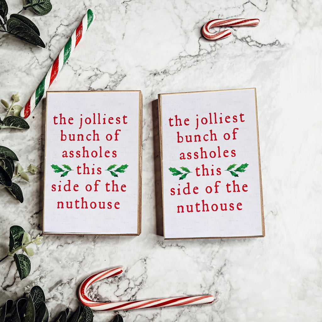 Jolliest Bunch Funny Christmas Sign Hilarious Holiday Wall Decor Gift For Home Parties And Mantel BandsCo Straps