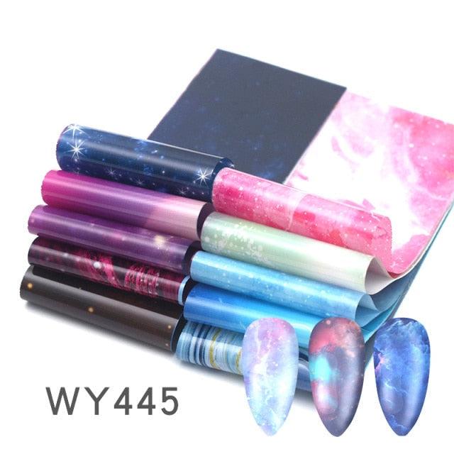 Holographic Nail Foil Transfer Set Sticker Decal Nail Art Foils Designer Marble Nail Decoration Sliders Wraps Manicure  Women Kids Girls Manicure Decoration Nail Art Supplies 3D Self-Adhesive Nail Decals Designer Nail Stickers for Acrylic Nails Stevvex