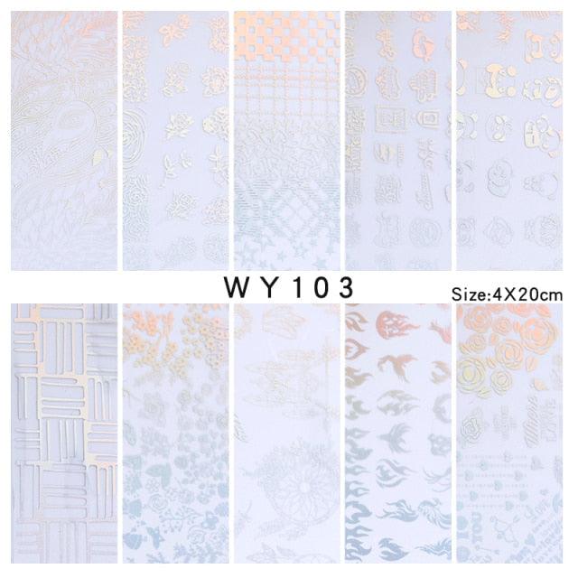 Holographic Nail Foil Transfer Set Sticker Decal Nail Art Foils Designer Marble Nail Decoration Sliders Wraps Manicure  Women Kids Girls Manicure Decoration Nail Art Supplies 3D Self-Adhesive Nail Decals Designer Nail Stickers for Acrylic Nails Stevvex