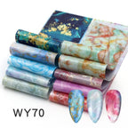 Holographic Nail Foil Transfer Set Sticker Decal Nail Art Foils Designer Marble Nail Decoration Sliders Wraps Manicure  Women Kids Girls Manicure Decoration Nail Art Supplies 3D Self-Adhesive Nail Decals Designer Nail Stickers for Acrylic Nails Stevvex