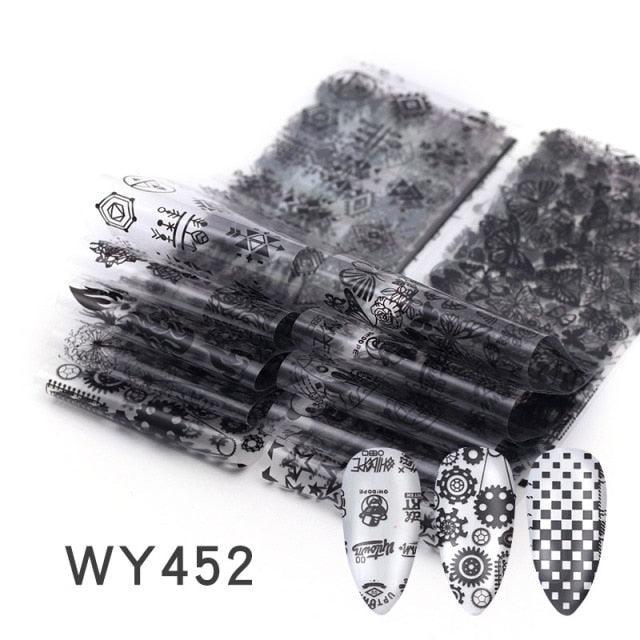 Holographic Nail Foil Transfer Set Sticker Decal Nail Art Foils Designer Marble Nail Decoration Sliders Wraps Manicure  Women Kids Girls Manicure Decoration Nail Art Supplies 3D Self-Adhesive Nail Decals Designer Nail Stickers for Acrylic Nails Stevvex