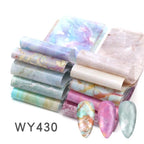 Holographic Nail Foil Transfer Set Sticker Decal Nail Art Foils Designer Marble Nail Decoration Sliders Wraps Manicure  Women Kids Girls Manicure Decoration Nail Art Supplies 3D Self-Adhesive Nail Decals Designer Nail Stickers for Acrylic Nails Stevvex