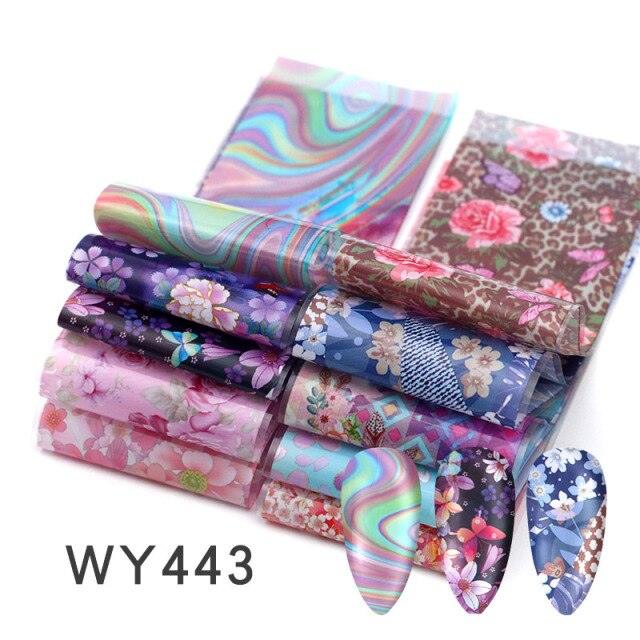 Holographic Nail Foil Transfer Set Sticker Decal Nail Art Foils Designer Marble Nail Decoration Sliders Wraps Manicure  Women Kids Girls Manicure Decoration Nail Art Supplies 3D Self-Adhesive Nail Decals Designer Nail Stickers for Acrylic Nails Stevvex