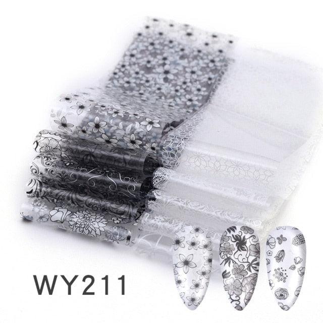 Holographic Nail Foil Transfer Set Sticker Decal Nail Art Foils Designer Marble Nail Decoration Sliders Wraps Manicure  Women Kids Girls Manicure Decoration Nail Art Supplies 3D Self-Adhesive Nail Decals Designer Nail Stickers for Acrylic Nails Stevvex