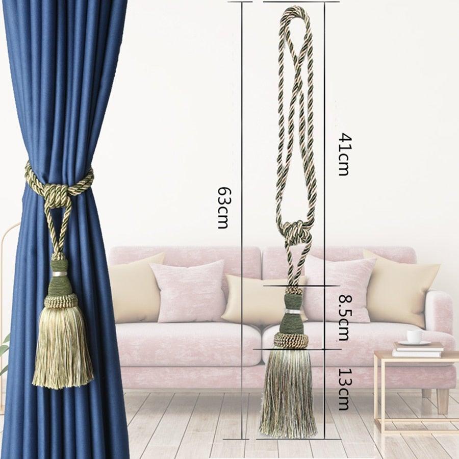 Home Decoration Polyester Tassel Tiebacks Curtain Holder Handmade Tassel Curtain Rope Holdback Window Drape Hanging Ball Tassels Curtains Buckle Sling Binding Lantern Tiebacks Handcrafted Braided Curtain Holdbacks Window Home Decor 55-90cm Stevvex