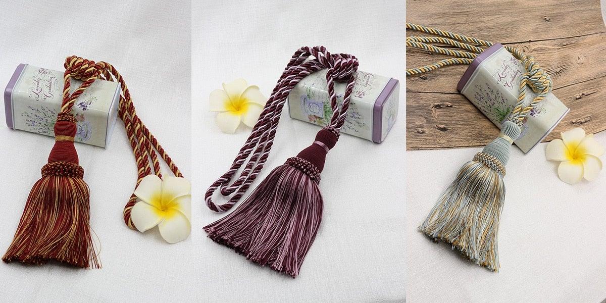 Home Decoration Polyester Tassel Tiebacks Curtain Holder Handmade Tassel Curtain Rope Holdback Window Drape Hanging Ball Tassels Curtains Buckle Sling Binding Lantern Tiebacks Handcrafted Braided Curtain Holdbacks Window Home Decor 55-90cm Stevvex