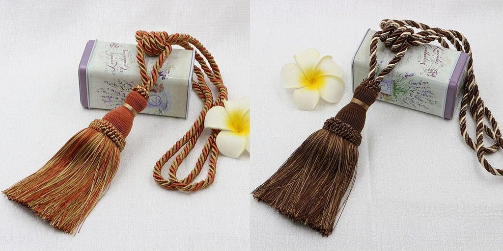 Home Decoration Polyester Tassel Tiebacks Curtain Holder Handmade Tassel Curtain Rope Holdback Window Drape Hanging Ball Tassels Curtains Buckle Sling Binding Lantern Tiebacks Handcrafted Braided Curtain Holdbacks Window Home Decor 55-90cm Stevvex