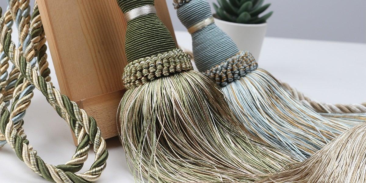 Home Decoration Polyester Tassel Tiebacks Curtain Holder Handmade Tassel Curtain Rope Holdback Window Drape Hanging Ball Tassels Curtains Buckle Sling Binding Lantern Tiebacks Handcrafted Braided Curtain Holdbacks Window Home Decor 55-90cm Stevvex