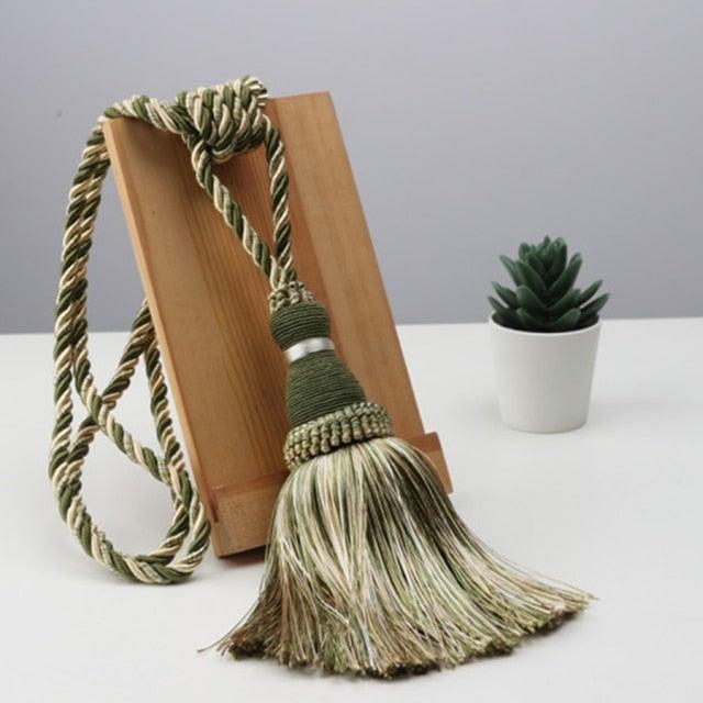 Home Decoration Polyester Tassel Tiebacks Curtain Holder Handmade Tassel Curtain Rope Holdback Window Drape Hanging Ball Tassels Curtains Buckle Sling Binding Lantern Tiebacks Handcrafted Braided Curtain Holdbacks Window Home Decor 55-90cm Stevvex