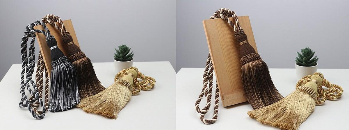 Home Decoration Polyester Tassel Tiebacks Curtain Holder Handmade Tassel Curtain Rope Holdback Window Drape Hanging Ball Tassels Curtains Buckle Sling Binding Lantern Tiebacks Handcrafted Braided Curtain Holdbacks Window Home Decor 55-90cm Stevvex