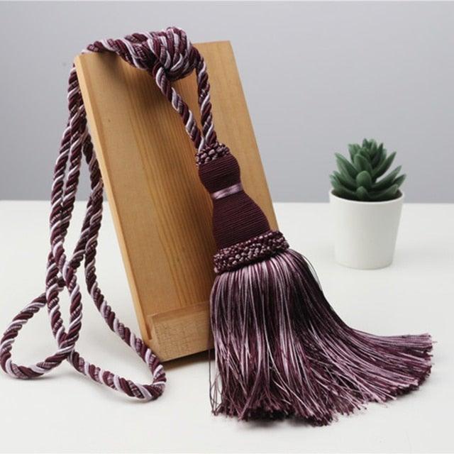 Home Decoration Polyester Tassel Tiebacks Curtain Holder Handmade Tassel Curtain Rope Holdback Window Drape Hanging Ball Tassels Curtains Buckle Sling Binding Lantern Tiebacks Handcrafted Braided Curtain Holdbacks Window Home Decor 55-90cm Stevvex