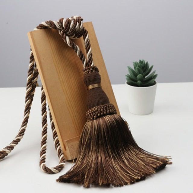 Home Decoration Polyester Tassel Tiebacks Curtain Holder Handmade Tassel Curtain Rope Holdback Window Drape Hanging Ball Tassels Curtains Buckle Sling Binding Lantern Tiebacks Handcrafted Braided Curtain Holdbacks Window Home Decor 55-90cm Stevvex