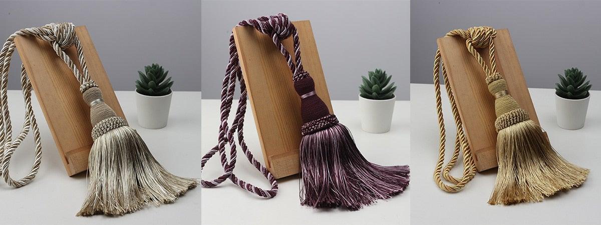 Home Decoration Polyester Tassel Tiebacks Curtain Holder Handmade Tassel Curtain Rope Holdback Window Drape Hanging Ball Tassels Curtains Buckle Sling Binding Lantern Tiebacks Handcrafted Braided Curtain Holdbacks Window Home Decor 55-90cm Stevvex