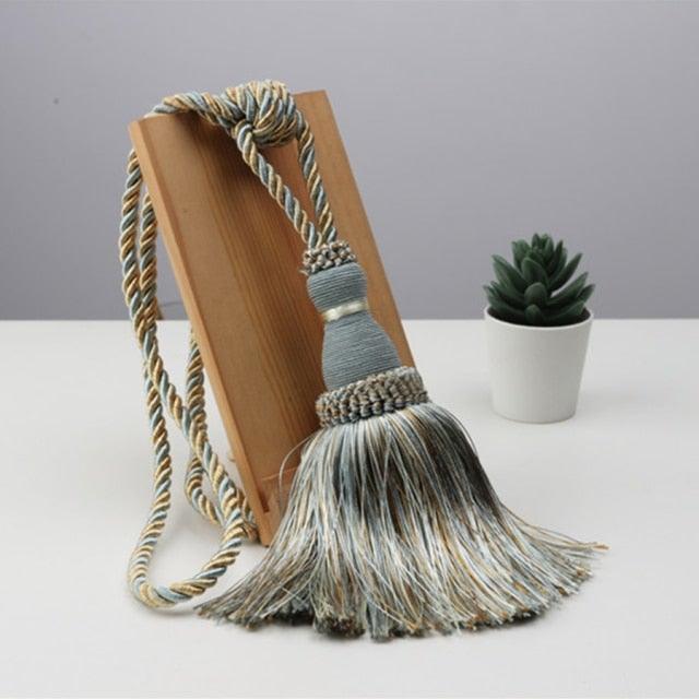 Home Decoration Polyester Tassel Tiebacks Curtain Holder Handmade Tassel Curtain Rope Holdback Window Drape Hanging Ball Tassels Curtains Buckle Sling Binding Lantern Tiebacks Handcrafted Braided Curtain Holdbacks Window Home Decor 55-90cm Stevvex