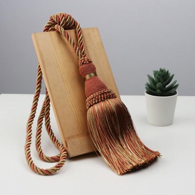 Home Decoration Polyester Tassel Tiebacks Curtain Holder Handmade Tassel Curtain Rope Holdback Window Drape Hanging Ball Tassels Curtains Buckle Sling Binding Lantern Tiebacks Handcrafted Braided Curtain Holdbacks Window Home Decor 55-90cm Stevvex