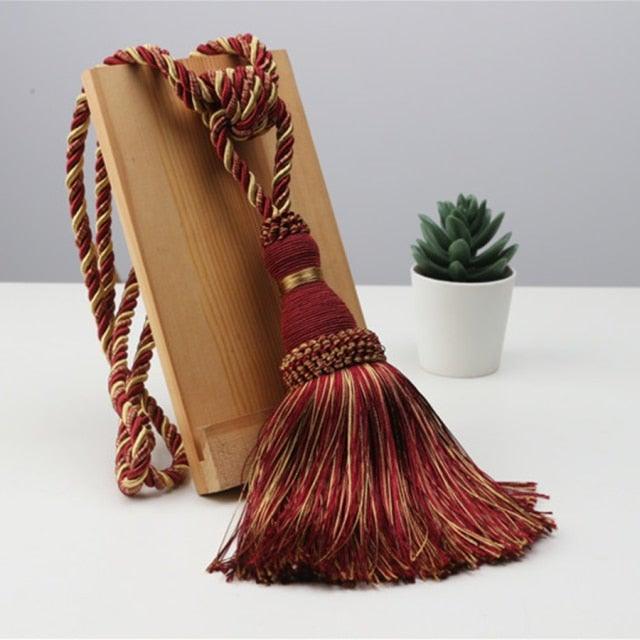 Home Decoration Polyester Tassel Tiebacks Curtain Holder Handmade Tassel Curtain Rope Holdback Window Drape Hanging Ball Tassels Curtains Buckle Sling Binding Lantern Tiebacks Handcrafted Braided Curtain Holdbacks Window Home Decor 55-90cm Stevvex