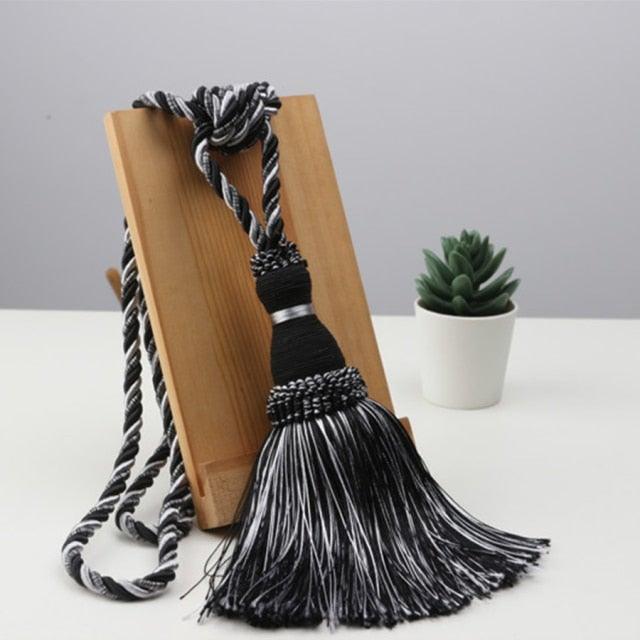 Home Decoration Polyester Tassel Tiebacks Curtain Holder Handmade Tassel Curtain Rope Holdback Window Drape Hanging Ball Tassels Curtains Buckle Sling Binding Lantern Tiebacks Handcrafted Braided Curtain Holdbacks Window Home Decor 55-90cm Stevvex